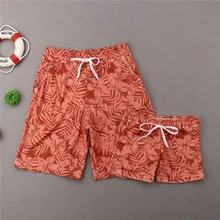Одинаковые купальники для всей семьи; одежда для папы и сына; купальный костюм для мужчин и мальчиков с принтом листьев; пляжная одежда для серфинга; купальный костюм; летний купальный костюм