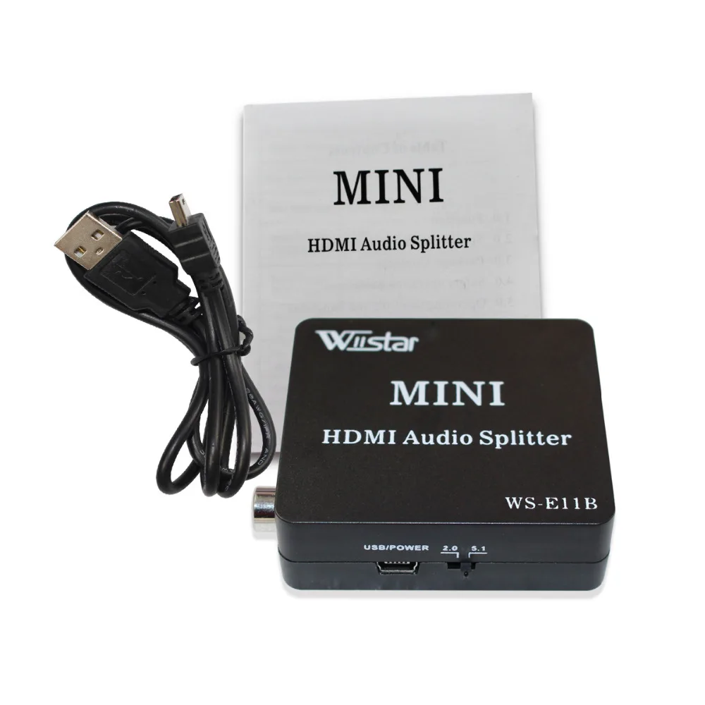 

Wiistar HDMI to HDMI Spdif Coxial 3.5mm with 2CH/5.1CH HDMI Audio Extractor Splitter Converter Audio Splitter Free Shipping