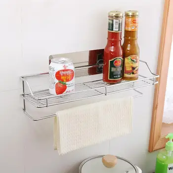 

Adhesive Bathroom Shelf Organizer Shower Caddy Kitchen Storage Rack Wall Mounted Rustproof Stainless Steel Wire Basket Hook