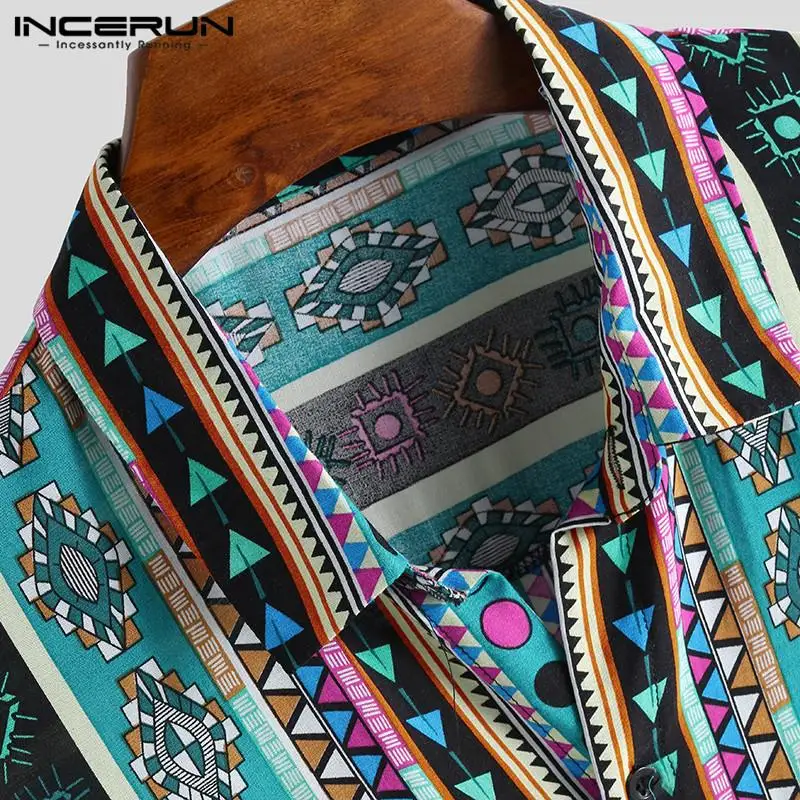INCERUN Ethnic Style Print Men Casual Shirt Lapel Neck Streetwear Short Sleeve Tops 2019 Loose Tropical Hawaiian Shirt Men S-5XL INCERUN Ethnic Style Print Men Casual Shirt Lapel Neck Streetwear Short Sleeve Tops 2019 Loose Tropical Hawaiian Shirt Men S-5XL