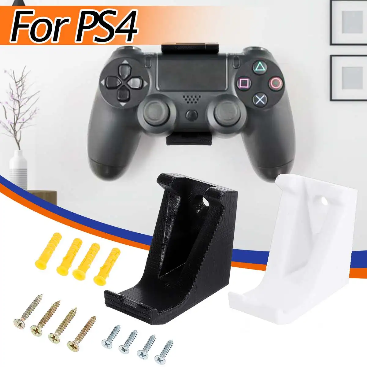 

White/ Black Wall Holder For PS4 For Playstation 4 Controller Game Pad Dock Gamepad Stand Holder with Screws