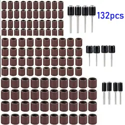 132 шт./компл. шлифовальные барабаны рукава и оправки смешанные 1/2 "3/8" для роторный инструмент резиновая оправки комплект
