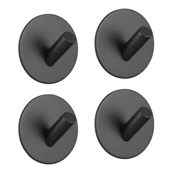 

Promotion! Sticky hook, self-adhesive black wall-mounted hook for key robe towel, stainless steel hook, no drill, no screw, wa