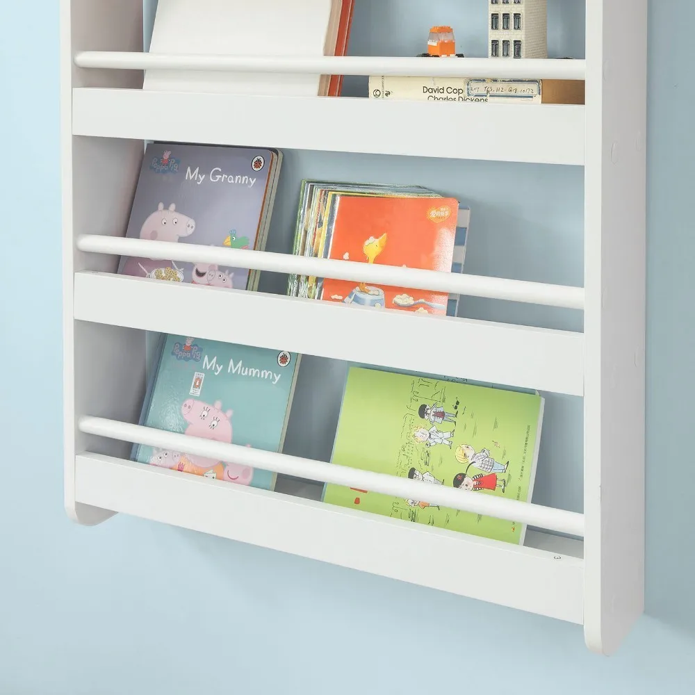 SoBuy KMB08-K-W ، الحائط 4 تيير الأطفال الاطفال خزانة رف كتب تخزين عرض رفوف رف