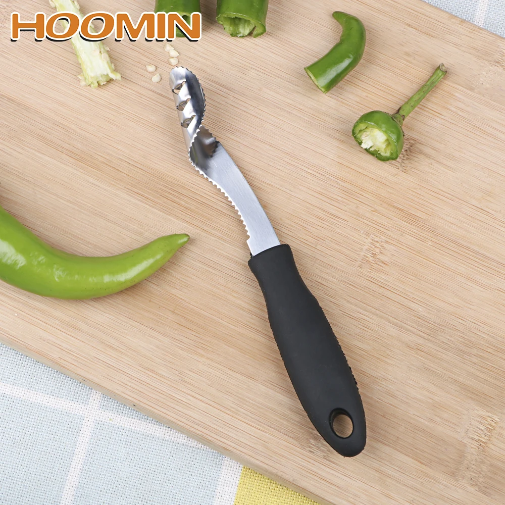 

HOOMIN Pepper Corer Gadgets Cooking Tools Kitchen Accessories Stainless Steel Corer Seed Remover Vegetable Fruit Corer