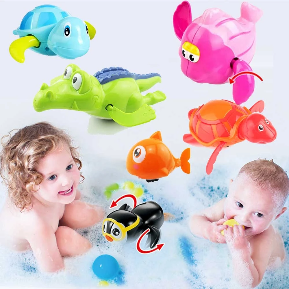 新生児かわいい漫画動物亀ベビーバスおもちゃ幼児水泳カメチェーン時計じかけのクラシックおもちゃ子供知育玩具 Baby Bath Toys Bath Toysswimming Turtle Aliexpress