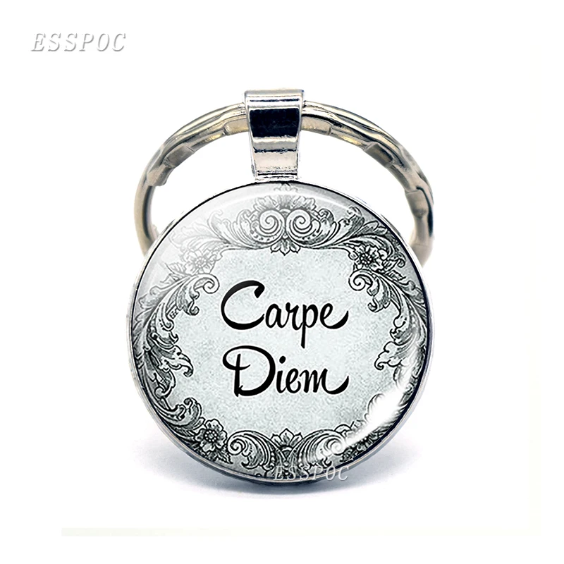 Carpe Diem вдохновляющая Цитата брелок стеклянный кабошон автомобильные брелки