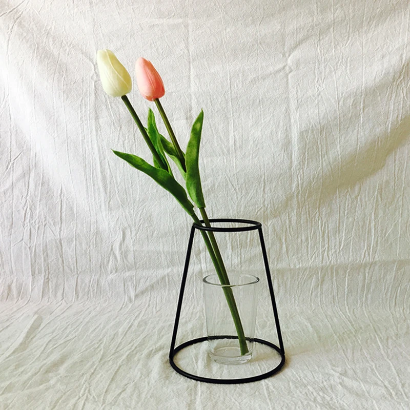 

Simple Flower Plant Vase Iron Wire Black Metal Pot Stand Holder Home DIY Decor