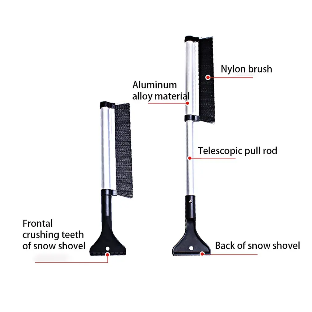 Выдвижная щетка для снега из алюминиевого сплава, лопата для льда, автомобильная лопата для удаления снега и льда, зимняя лопата для снега