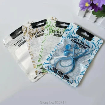 

2000Pcs/Lot 10.5*15cm Hot Earphone Zipper Bag With Hang Hole For Mobile Phone Accessories Packaging For Iphone X 8 cable adapter