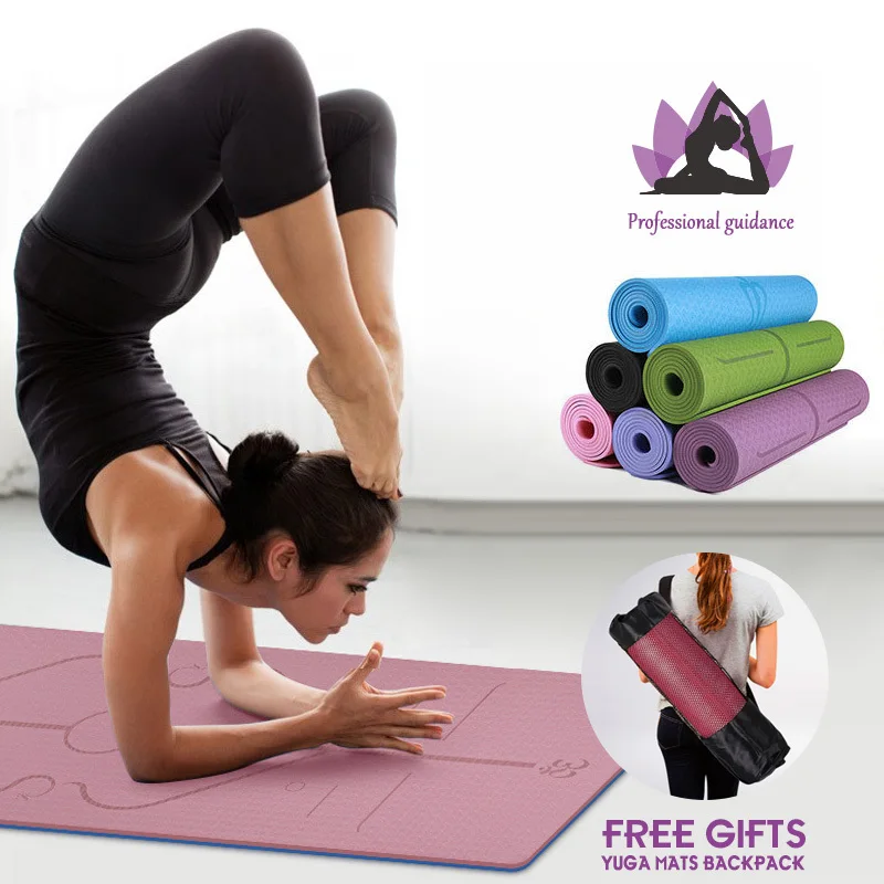 

Professional Yoga Mat With Position Line Non Slip Carpet Mat For Beginner Environmental Fitness Gymnastics Mats 1830*610*6mm Tpe