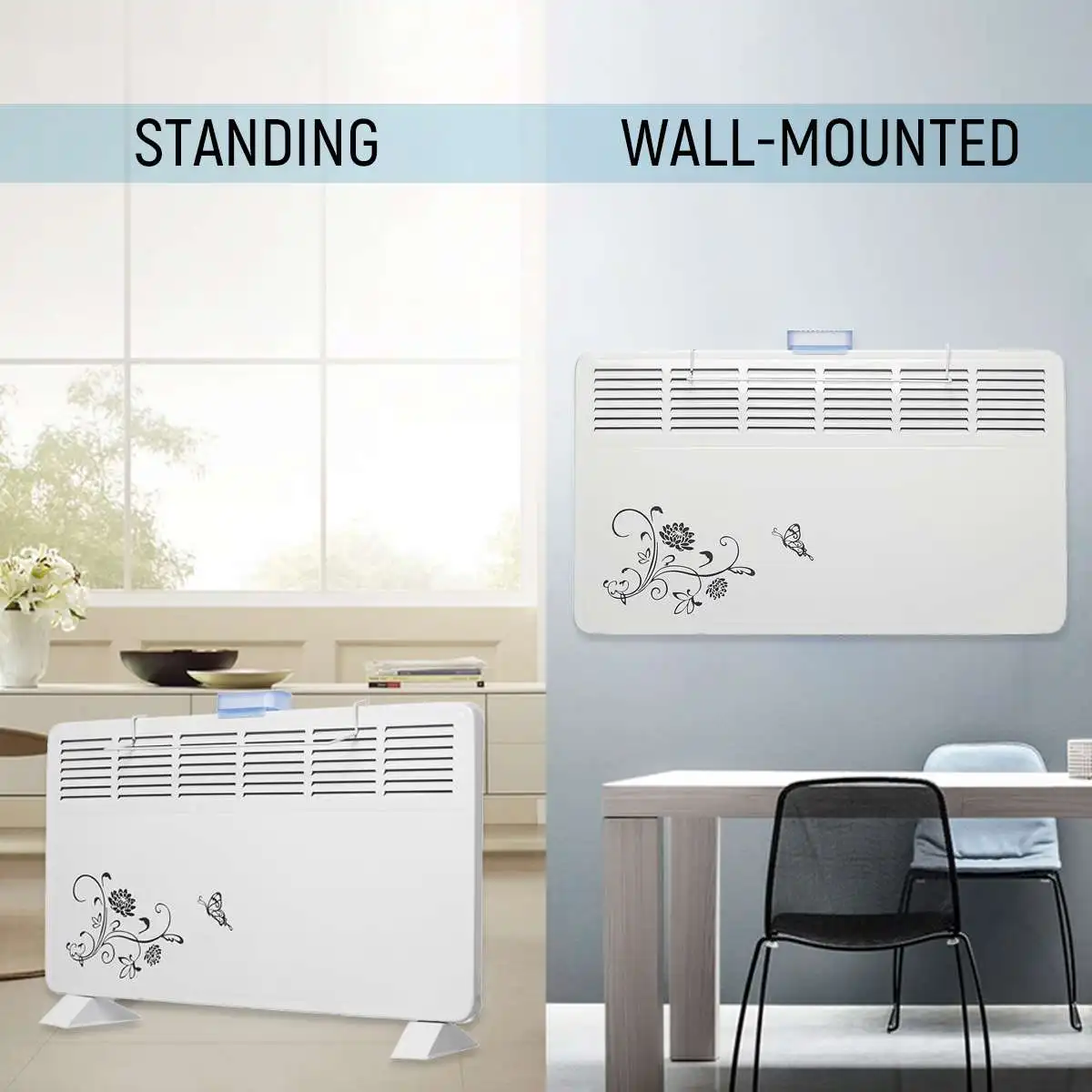 

2000W 220V Winter Electric Heater 6 Windows Heater Wall Metal Shell Stove Radiator Warmer Household Room Heating Fan Machine