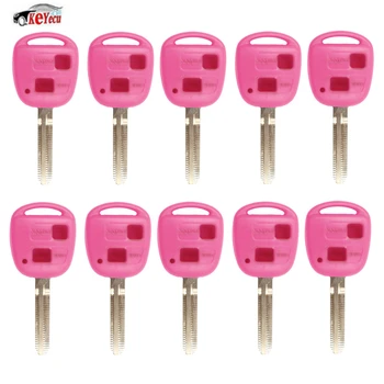 

KEYECU 10 Pcs/lot Replacement Remote Car Key Shell Case Fob 2 Button for Toyota TOY43 Blade Pink