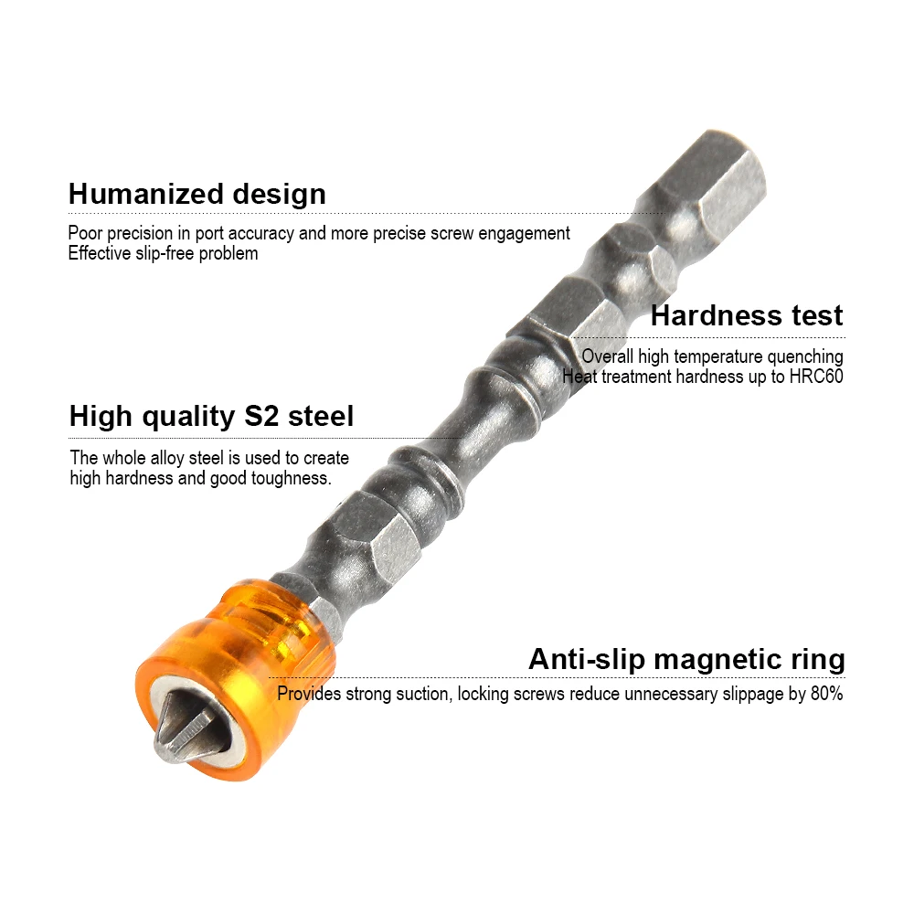 JelBo оранжевый отвертка с одной головкой Магнитный Противоскользящий шестигранный хвостовик S2 электрическая отвертка сверло для электроинструментов