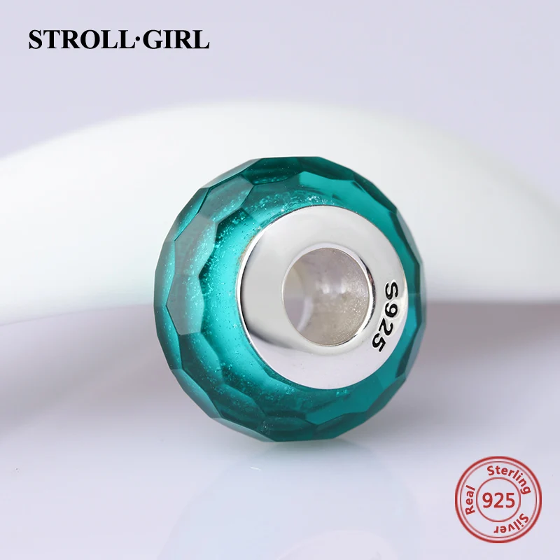 StrollGirl, серебро 925 пробы, амулеты из зеленого муранского стекла, подходит для оригинального браслета Pandora, сделай сам, ювелирные изделия, аксессуары для подарков