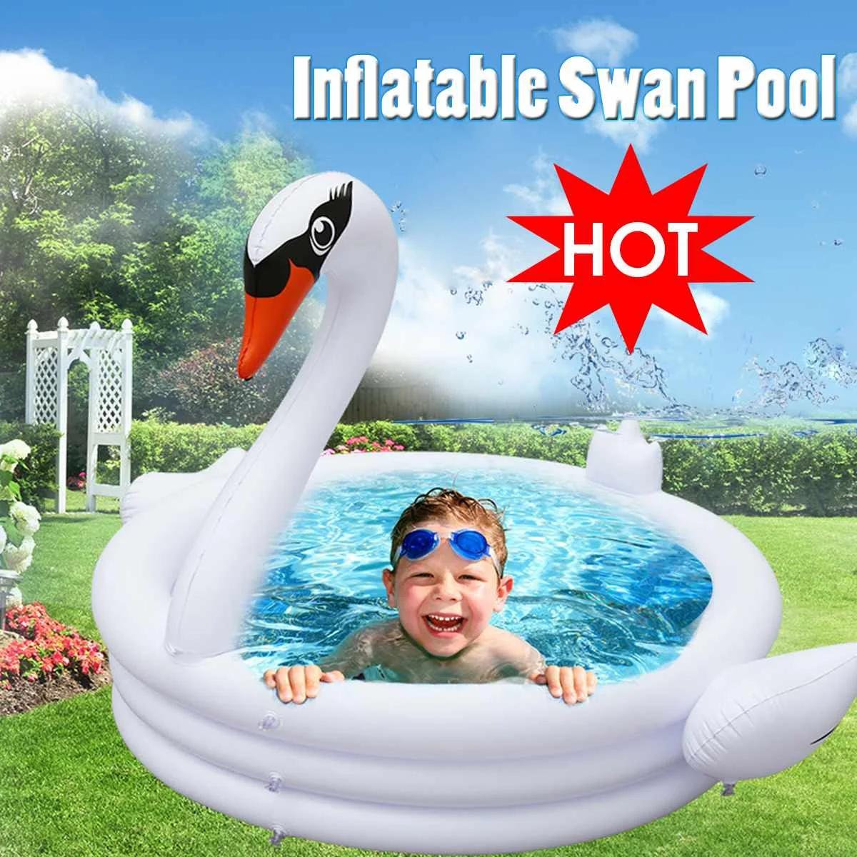 

Large Swan Swimming Pool Inflatable Children Adults Baby Kids Summer Water Paddling Pool Bathtub Home Float Pool Toys