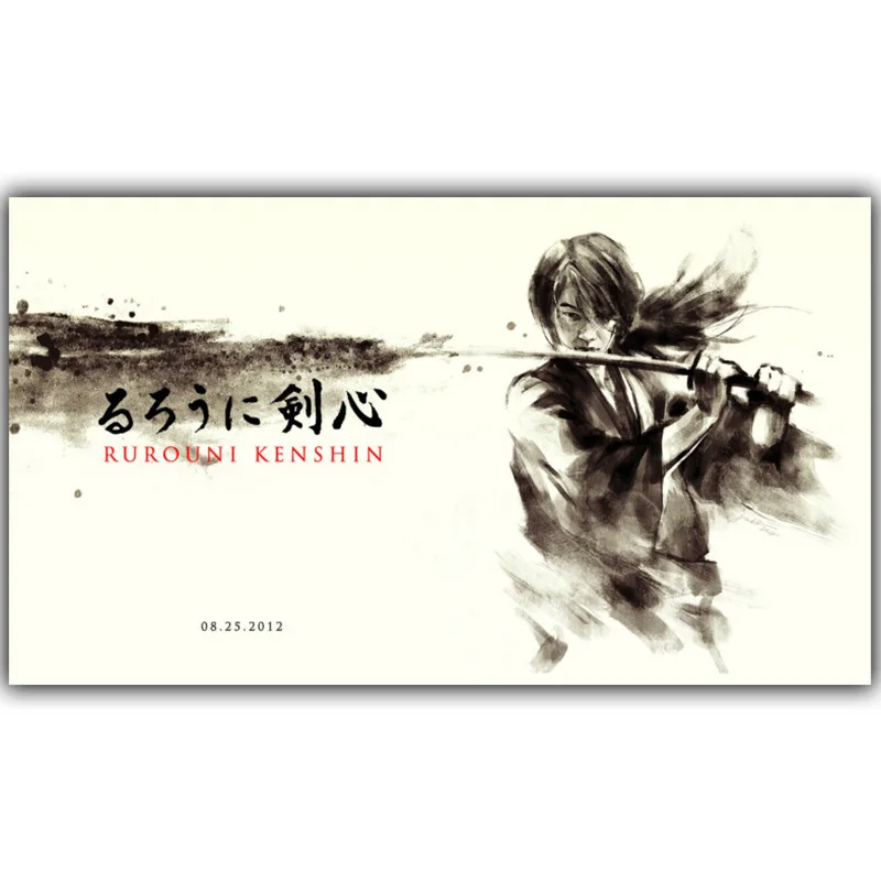 Rurouni Kenshin Шелковый тканевый постер принт самурайский фехтовальщик аниме