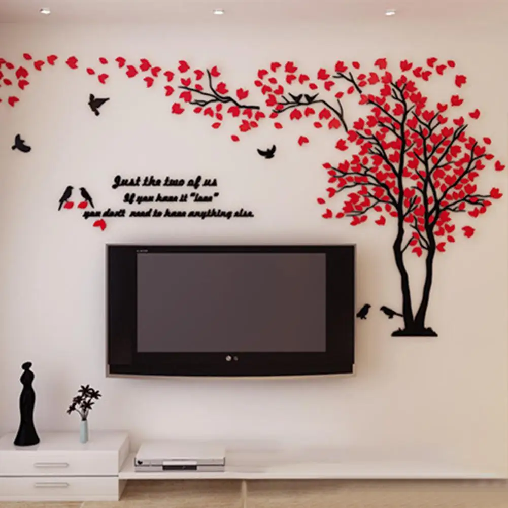 Средний стильный влюбленный дерево 3D стикер стены Семья стикер стены s для гостиной спальни украшение стены