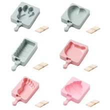 Горячий 6 шт Силиконовые Замороженные мороженое плесень производитель Льда Поп Плесень с 120 шт палочки-розовый+ синий