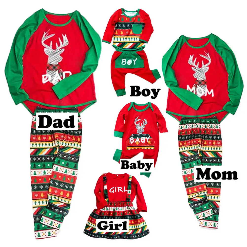 

2018 New Whole Family Christmas Matching Outfits Families Pjs Pajama Set Adult Women Kids Sleepwear Nightwear Clothing Set