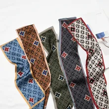 Клевер роскошный шарф для волос 9,5x98 см тонкий шарф шелковый галстук на голову винтажный женский атласный элегантный Леопардовый весенне-осенний