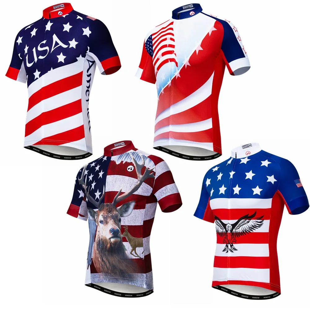 

Weimostar USA Star Design Cycling Jersey / 2019 Summer Short Sleeve Cycling Jersey/ Men Outdoor MTB Cycling Shirts Polyester
