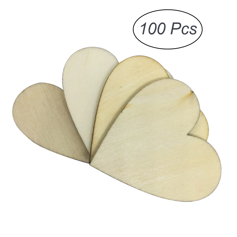 100pcs 20mm Heart Shaped Wood Slices for Wedding Embellishments DIY Arts Crafts Card Making | Дом и сад