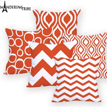 

Home Decor Geometric Cushion Cover Orange Decorative Living Room Custom Pillow Case Geometric Stripe Home Decor Pillow