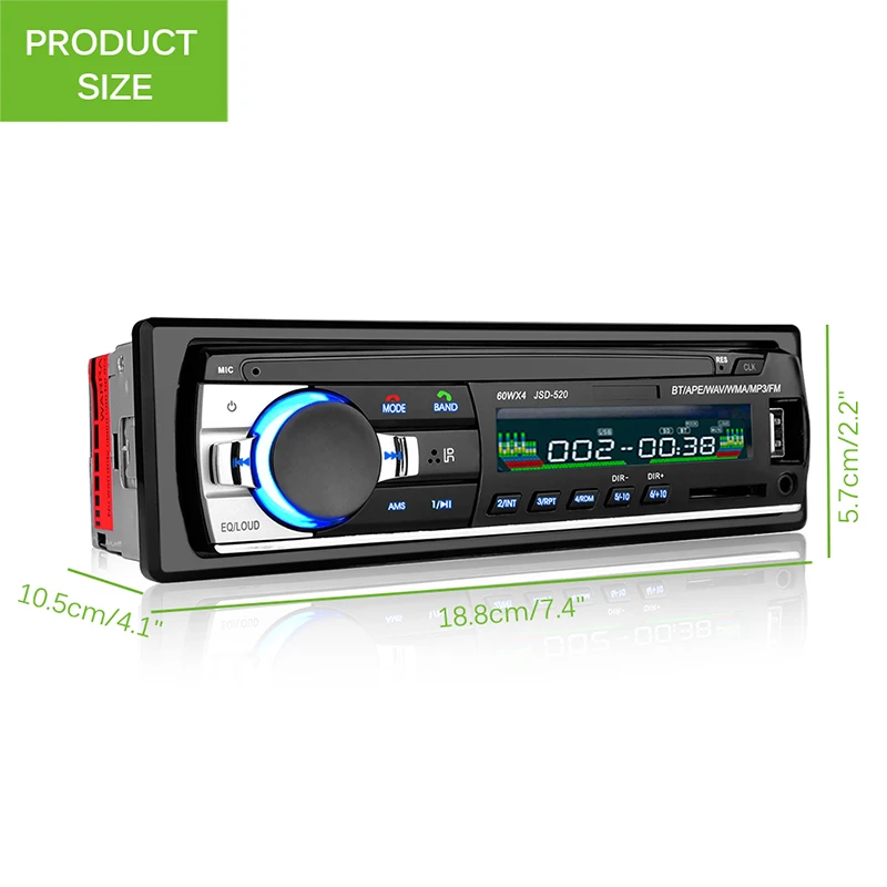 12V автомобильный MP3 мультимедийный плеер Bluetooth Авторадио стерео радио FM Aux вход