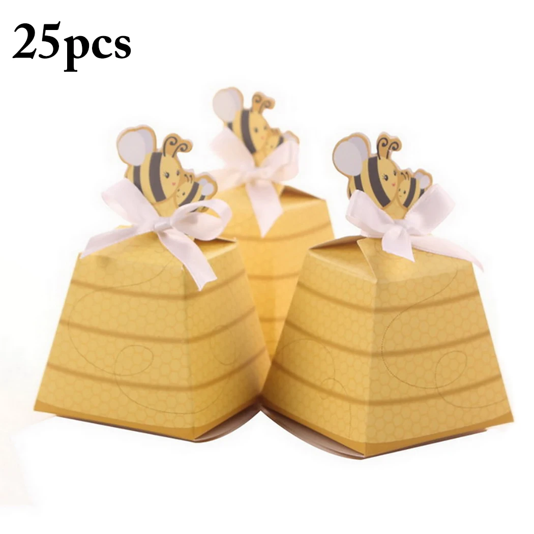 

25PCS Candy Box Creative Multipurpose Bee Pattern Treat Box Mini Party Favor Box for Wedding Mother's Day Birthday