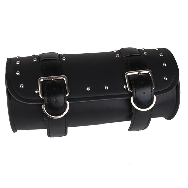 

Motorcycle Black Synthetic Leather Tool Roll Bag Saddle Bag Storage For Harley