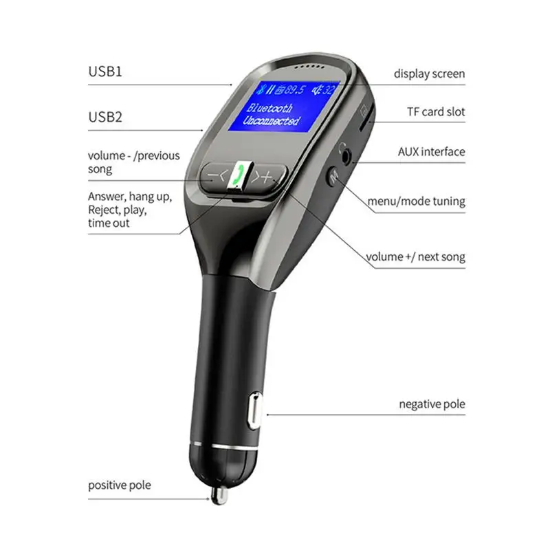 New Car Bluetooth MP3 Dual USB Voltage Detection Bluetooth Hands-free G11 With 180 Degree Screen Function Bluetooth Player