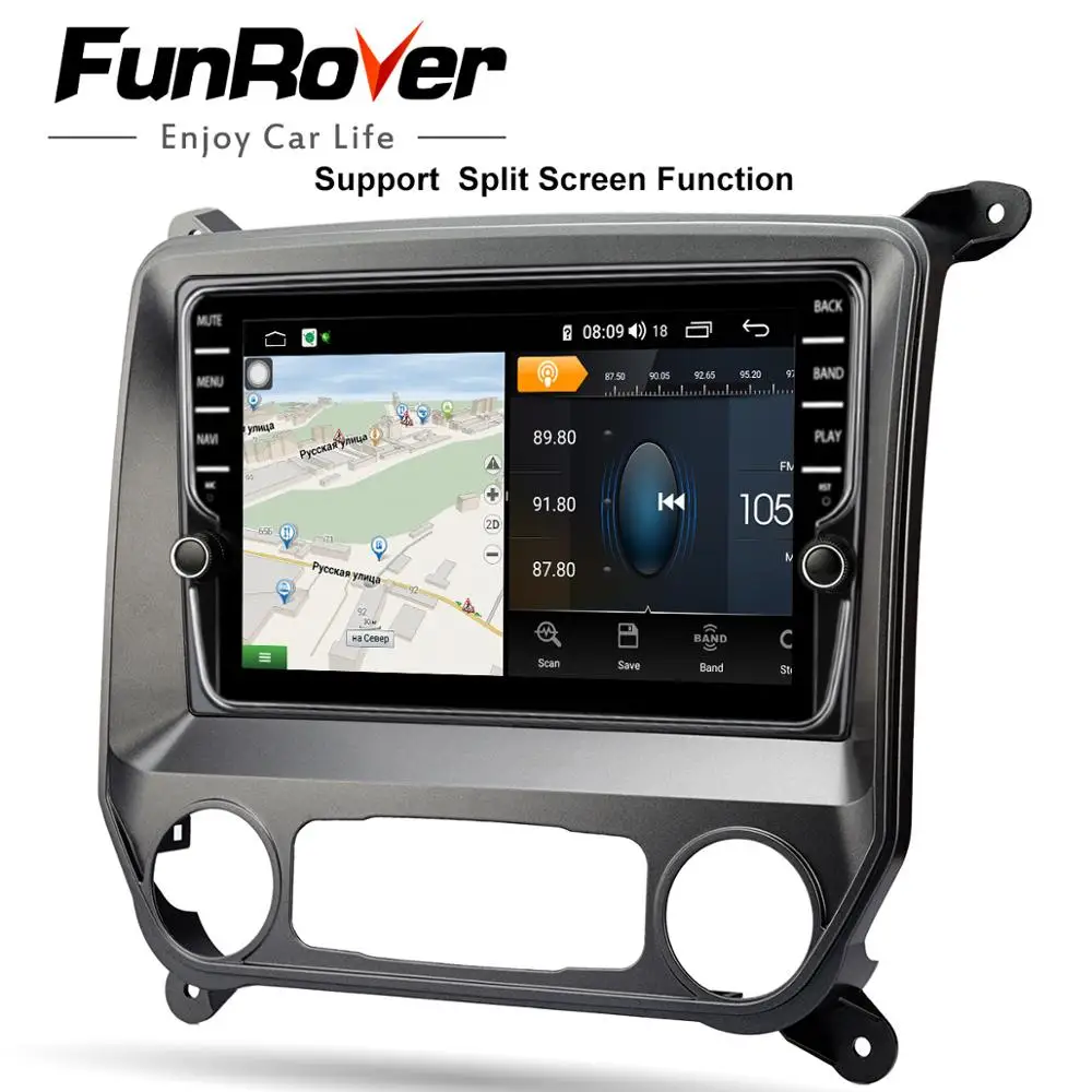 Best Funrover 8 cores android 9.0 2 din car dvd player For Chevrolet Silverado 2014-2019 stereo multimedia radio gps navigation navi 3