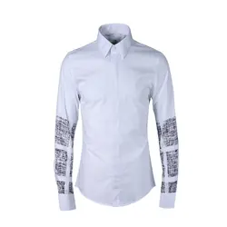 Квадратный цифровой печати рубашка для мужчин 2019 Европа Мода стиль мужской костюмы с длинным рукавом 80% натуральный хлопок бизнес мужск