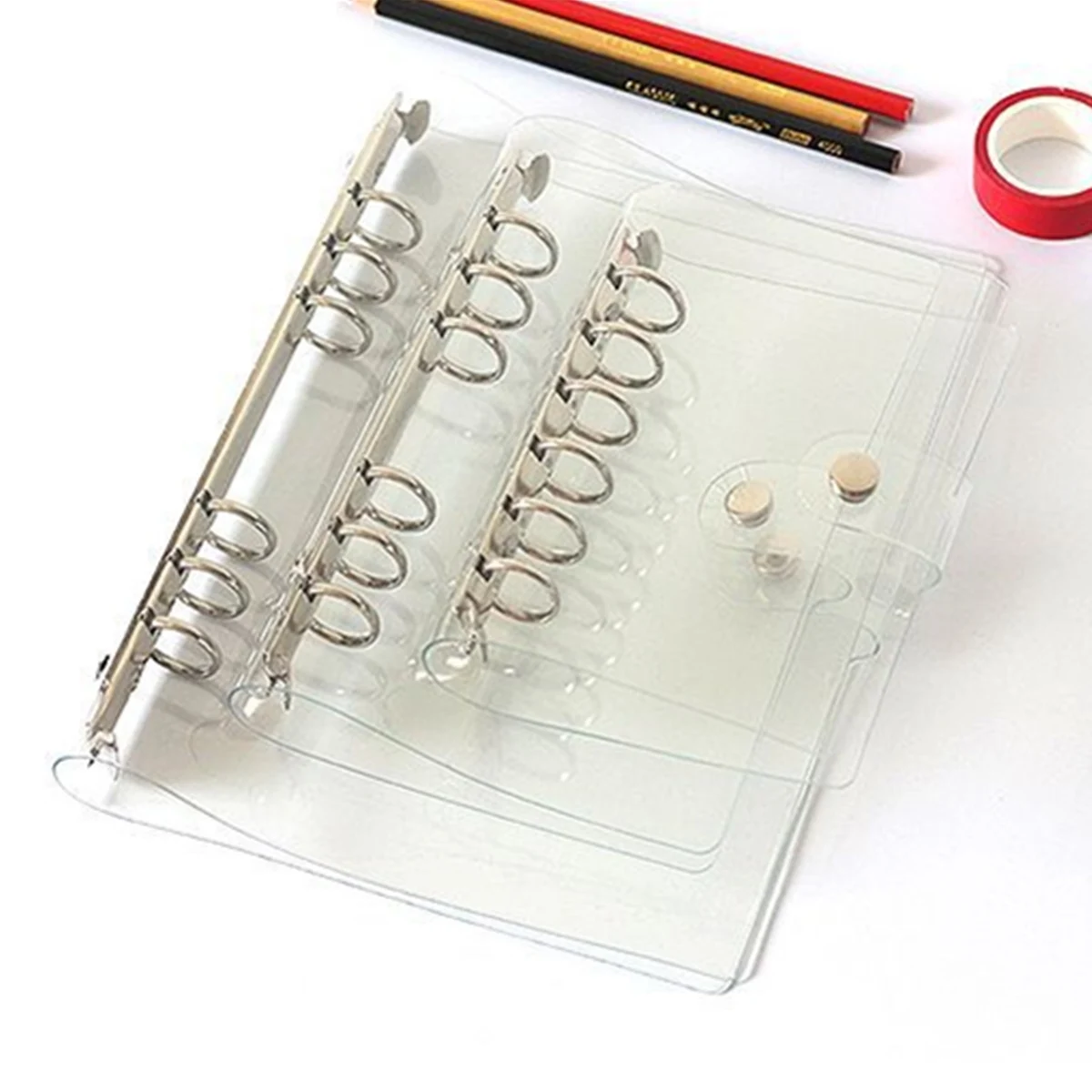 

6 Holes Binder Notebook Weekly Planner Cover A5/A6/A7 Clear PVC Notebook Accessory Sheet Shell Office School Transparent Concise