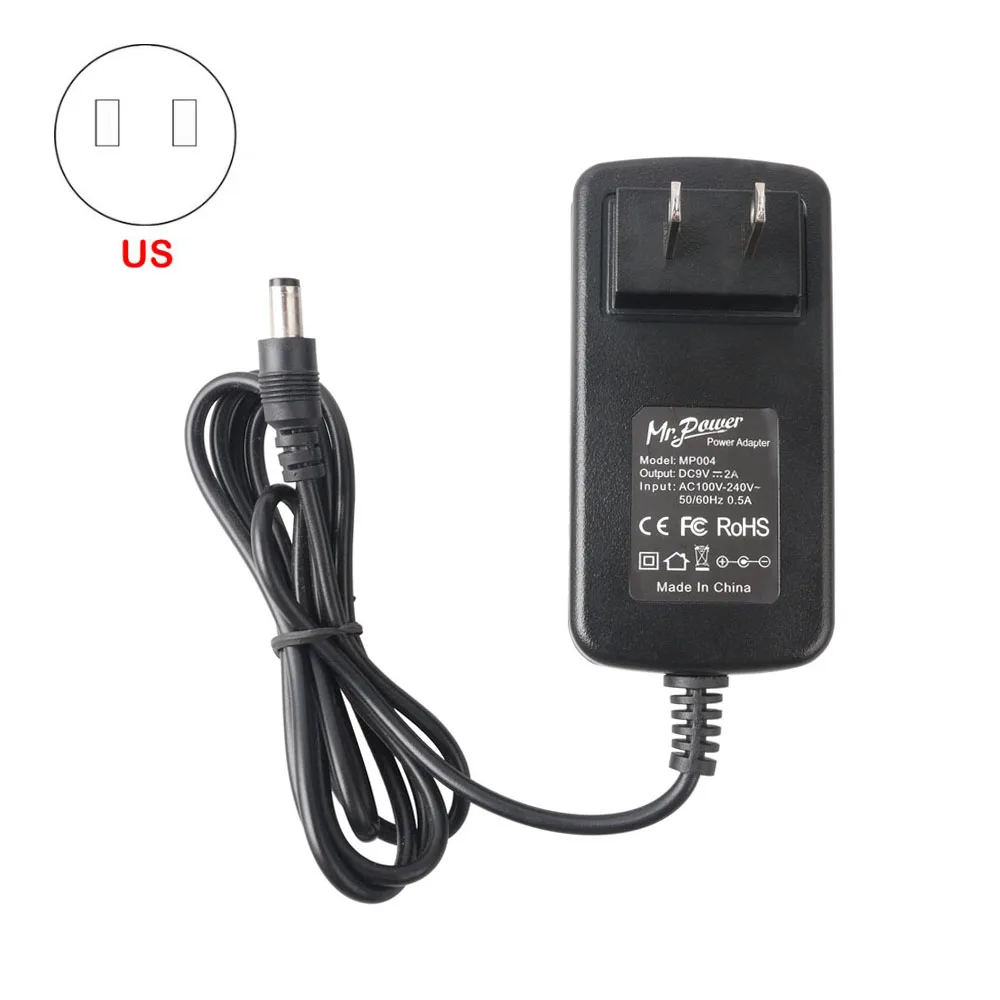 

Professional Guitar Effect Pedals Board Power Supply Adapter US Plug 9V DC 2A Pedals Stompbox Power Source 110cm Black Converter