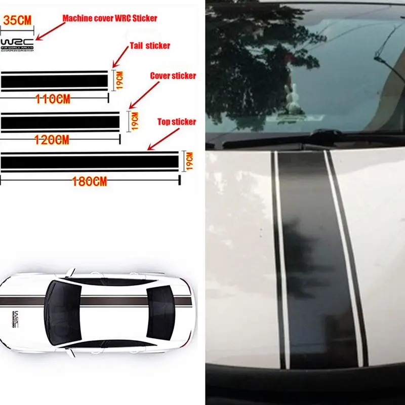  4 PCS Vinyl Hood Roof Trunk Racing Stripe Car Sticker Decal For BMW VW AUDI FORD