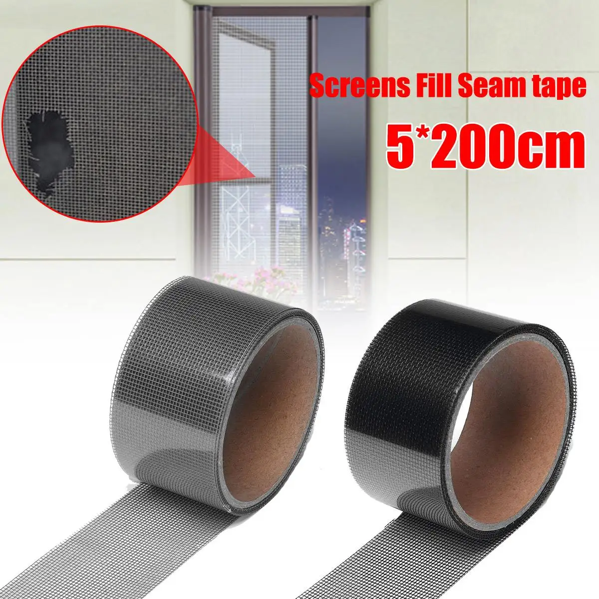 

5x200cm Anti-mosquito Mesh Window Door Repair Tape Window Screen Mosquito Netting Repair Broken Holes Strong Adhesive Tape