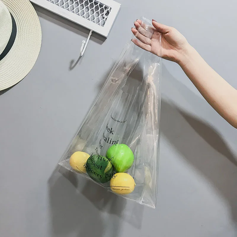 

Fashion High Capacity Unique Design Clear PVC Laser Women Tote Beach Bag Transparent Shoulder Bag for Girl Simple Shopping Bag