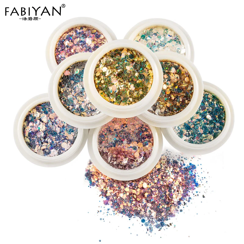 

8Boxes/set Holographic Nail Art Glitter Sequin Hexagon Sparkly Flakes Colorful Paillette Powder Dust Tips UV Gel Decoration Tool