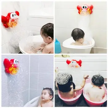 

Baby Bath Toys Red Plastic Crab Bubble Machine Pleasant Music Bubble Maker Baby Bath Toys Spray Storage for Kids Fun Toys