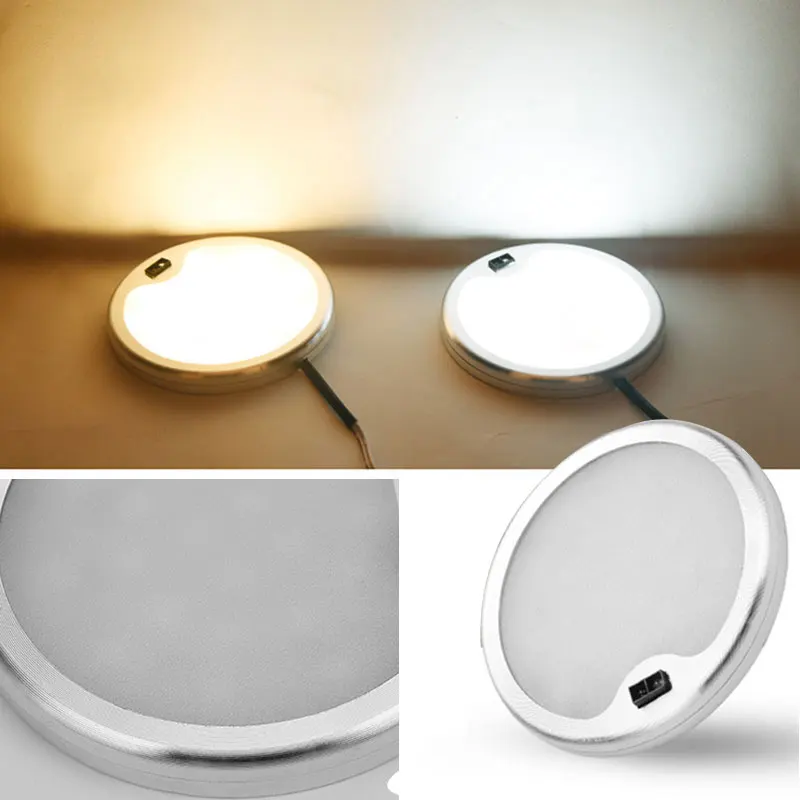 Beste 5 w DC12V LED Onder Kast Verlichting Ultra dunne Ronde Showcase Opknoping Downlights Kast Kledingkast Hand Wave Schakelaar IR lampen