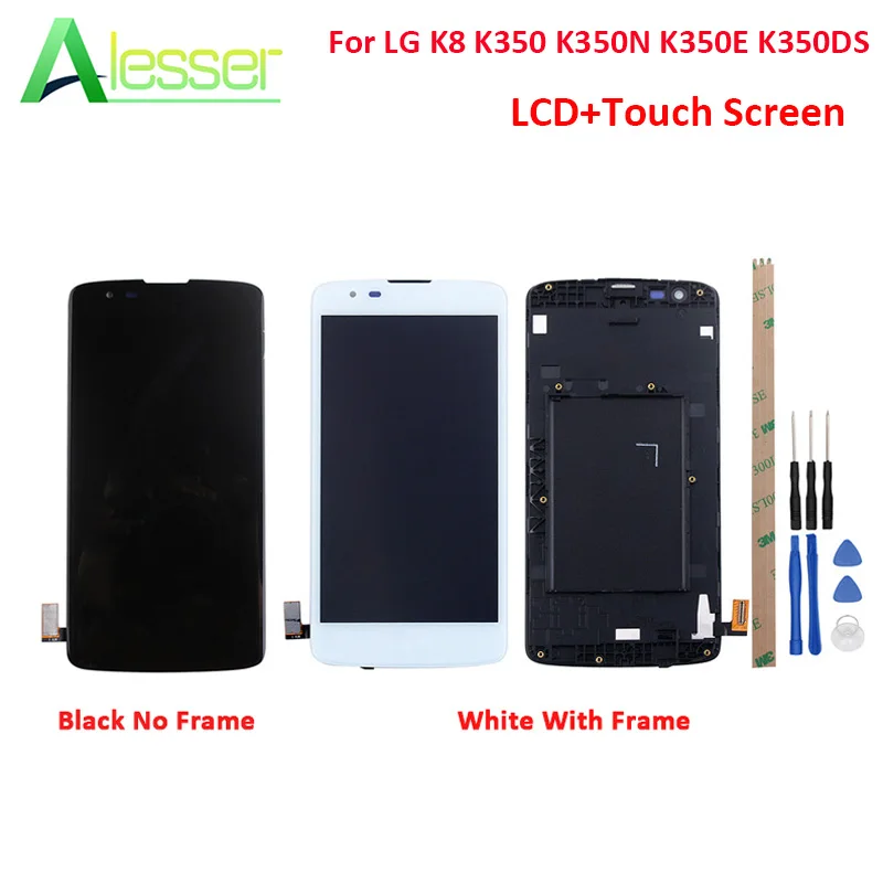 

Alesser For LG K8 K350 K350N K350E K350DS With Frame LCD Display And Touch Screen Repair For LG 2016 LTE 4G +Tools 5.0 Inch