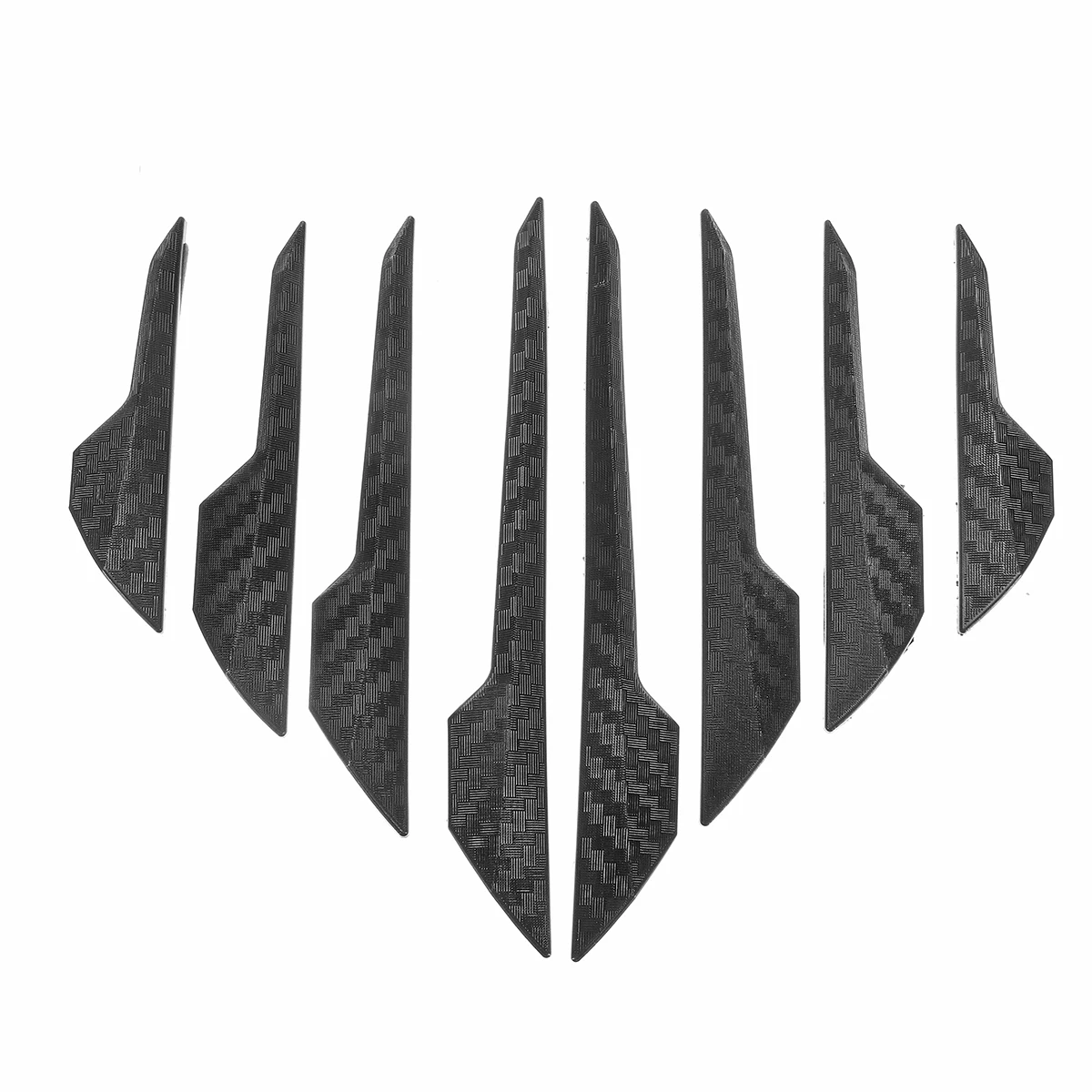 

8Pcs Universal Front Bumper Lip Splitter Fins Body Spoiler Canards Refit Trim PVC Carbon Fiber Prevents Scratches Good Toughness