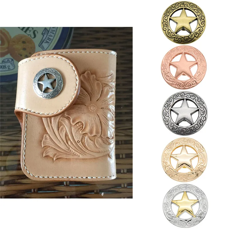 

1PC Star Round Western Saddle Conchos Punk Style Stud Rivet Buttons DIY Sewing Accessories Leathercraft
