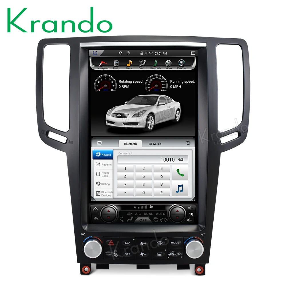 Flash Deal Krando Android 7.1 12.1" Tesla Vertical car audio radio player for Infiniti G25 G35 G37 gps navigation multimedia system 2