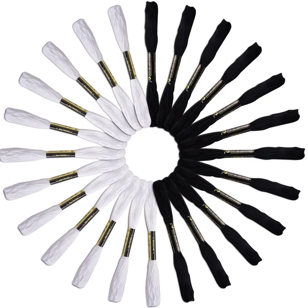Мода 24 мотки линии для вышивания крестом иглы плетеные браслеты (белый и черный)