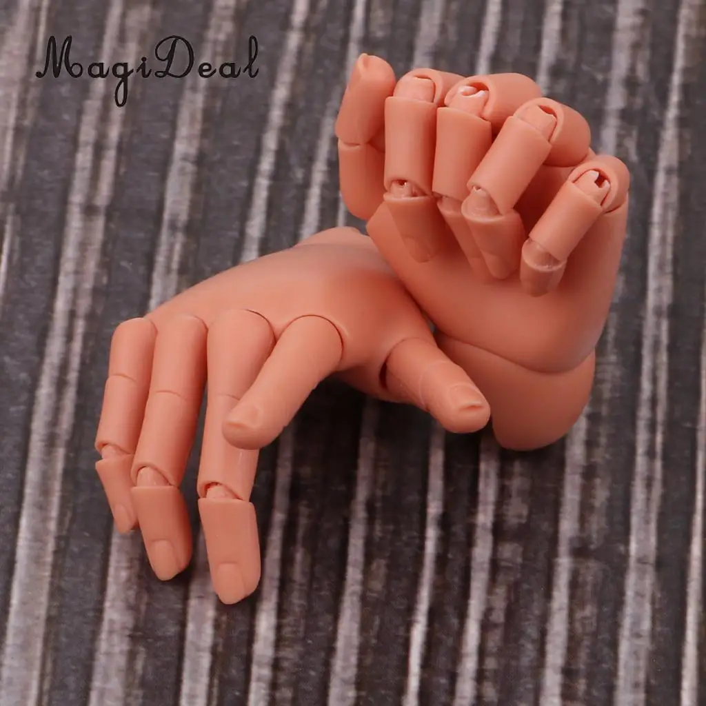 

Flexible Male Jointed Hands Model for 1/4 Fat BJD Doll Accessories Coffee
