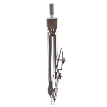 

School Stationery Drawing Tool Silver Tone Metal Drafting Compasses Set