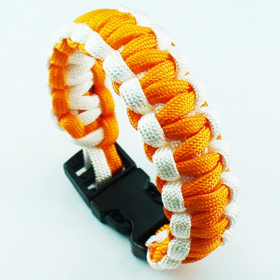 Bangle Bracelet Outdoor Paracord Survival Bangle Bracelets Men Siver Tone Skull Rope Wristband Camping Hiking Emergency Buckle